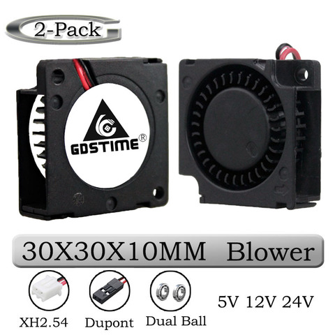 2 pieces Gdstime DC 5V 12V 24V 30x30x10mm Sleeve Dual Ball 1 inch Small Mini Blower Cooling Fan 30mm x 10mm 3cm 3010 3D Printer ► Photo 1/6