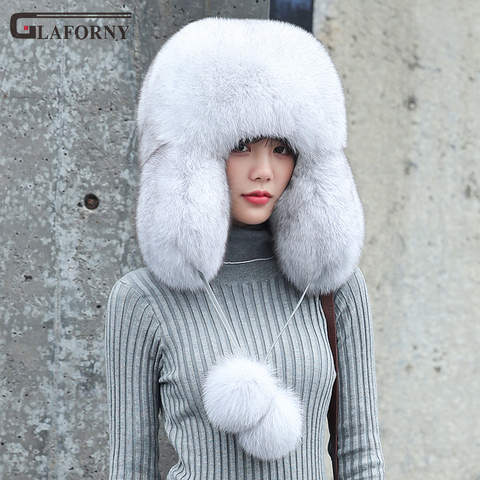 2022  solid fox fur hat female Leigeng hat male all-wool prince hat thickened warm winter fur hat unisex winter fur hat ► Photo 1/5