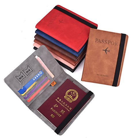 Passport Cover RFID Blocking For Cards Travel Leather Passport Holder Wallet Document Organizer Case Men Women ► Photo 1/6