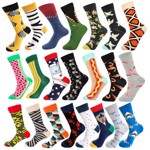 Men's Socks Happy And Funny Socks Trendy Seafood Bird Corn Burger Zebra Shark Illustration Cotton Socks Ins Trendy Socks Sox ► Photo 1/6