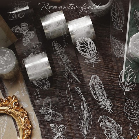 Feather Butterfly Plants Transparent Washi Tape Adhesive Tape Diy Scrapbooking Sticker Label Masking Tape ► Photo 1/6