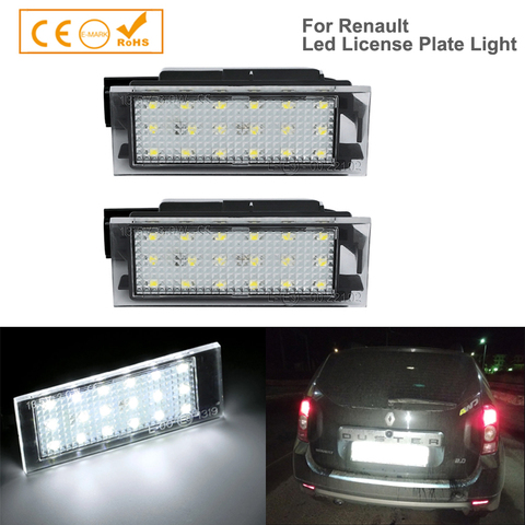 2pcs Car-Styling LED License Plate Lights For Renault Megane 2 Clio Laguna 2 Megane 3 Twingo Master Vel Satis Opel Movano Lamps ► Photo 1/6