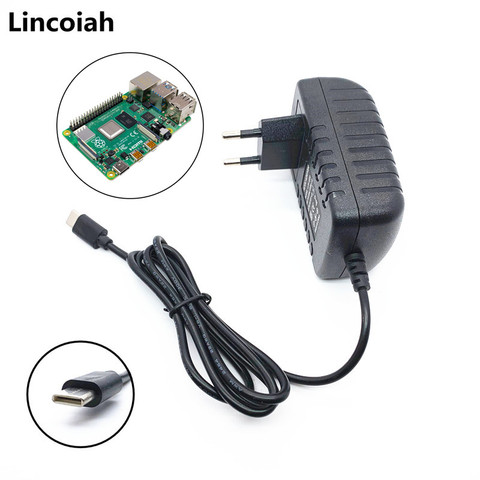 Lincoiah Power Supply Charger AC/DC Adapter 5V 3A PSU USB Type C  5 V Volt 3000mA for Raspberry Pi 4 Model B 1GB 2GB 4GB Kit ► Photo 1/2