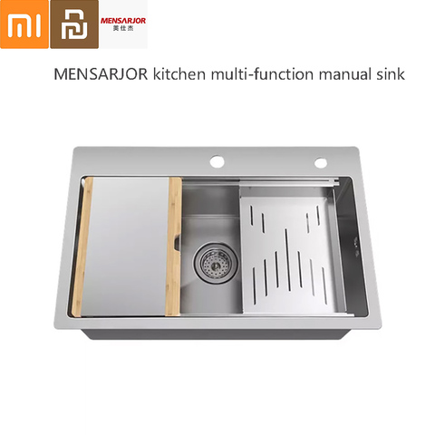 MENSARJOR Kitchen Multi-Function Combination Handmade Sink 50L Stainless Steel Sink With Chopping Board Drain Basket From Xiaomi ► Photo 1/6