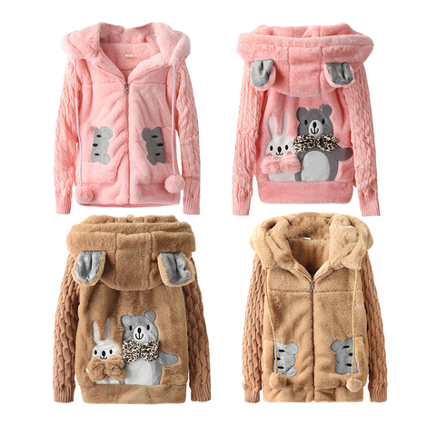 Girls Hooded Jackets Woolen Coats 2022 Winter Kids Outerwear Girl Warm Thick Zip Jacket Children Clothing For Coats Outerwear ► Photo 1/6