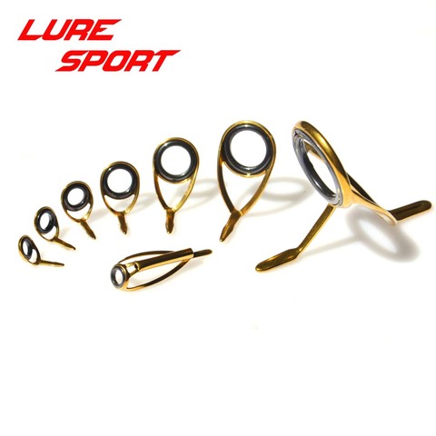LureSport KT KL KW guide MN Top 8pcs Guide set Gold Steel frame sic ring rod guide Rod Building component Repair DIY Accessory ► Photo 1/6