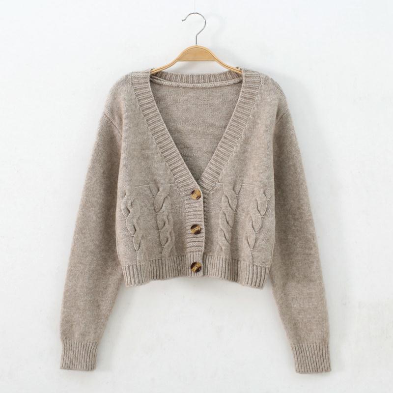 Autumn Winter Short High Waist Solid Color Sweater Women Single-breasted Knit Cardigan Small Sweter Women Jacket New Top Femme ► Photo 1/6