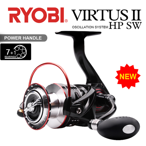 RYOBI VIRTUS II HP SW1000-8000 Spinning Fishing Reels 7+1BB Saltwater Proof Max Drag 6-12kg Spinning Reel Fishing power handle ► Photo 1/6