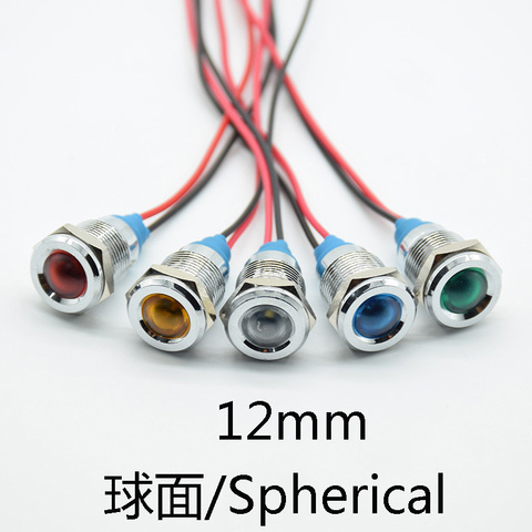 1pc 12mm Waterproof Warning LED Metal Indicator Pilot Light Signal Lamp 6V 12V 24V 220V  Machine Car Boat Working PC Power ► Photo 1/5