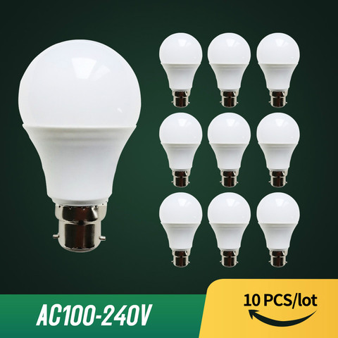 10pcs/lot B22 LED Bulb No Flicke Lamp 3W 6W 9W 12W 15W 18W 21W Bayonet Light 110V 220V 240V Lampada Cold/ Warm White Bombillas ► Photo 1/6