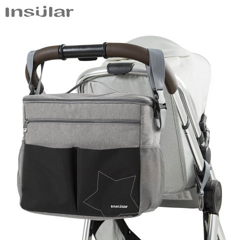 Insular Baby Diapers Bag Outdoor Travel Mommy Bag for Stroller Large Capacity Insulation Nursing Bag Polyester Solid Diaper Bag ► Photo 1/6