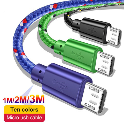 Nylon Braided Micro USB Cable 1m/2m/3m Data Sync USB Charger Cable For Samsung HTC Huawei Xiaomi Tablet Android USB Phone Cables ► Photo 1/5