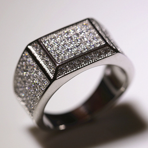 S925 Sterling Silver 2 carats Diamond Ring for Men Anillo Gemstone Silver 925 Jewelry diamond bague diamant anillos mujer Rings ► Photo 1/6