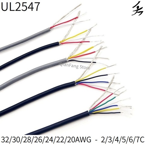 2/5/10M Shielded Wire Signal Cable 28 26 24 22 AWG Channel Audio 2 3 4 5 6 7 Core Headphone Copper Control Shielding Wire UL2547 ► Photo 1/6