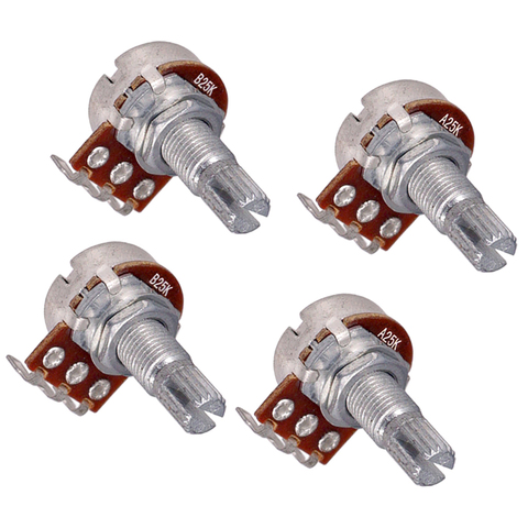 4pcs Full Size A25K / B25K Audio Tone Volume Pots Potentiometer Dia 17mm L 18mm Shaft ► Photo 1/6