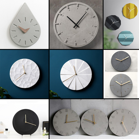 Circular concrete wall clock silicone mold living room bedroom hexagon cement clock mold plaster resin square wall clock mold ► Photo 1/6