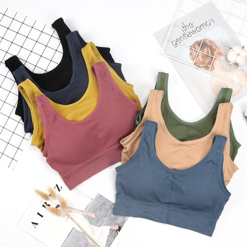 2022 Sport Women Tank Crop Top Push Up Bra Tops Seamless Camisole Underwear Sports Sleeveless Tops ► Photo 1/6