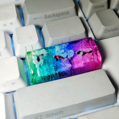 Scenery Koi Backspace Resin Keycaps For Cherry Mx Switch Mechanical Gaming Keyboard Keycaps Replace Hand Made Keycaps ► Photo 1/6
