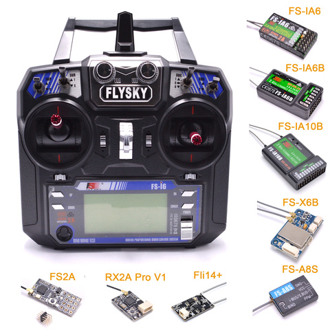 FLYSKY FS-i6 i6 2.4G 6CH AFHDS Transmitter With iA6B X6B A8S R6B iA10B RX2A Receiver Radio Controller for RC FPV Drone Airplane ► Photo 1/6