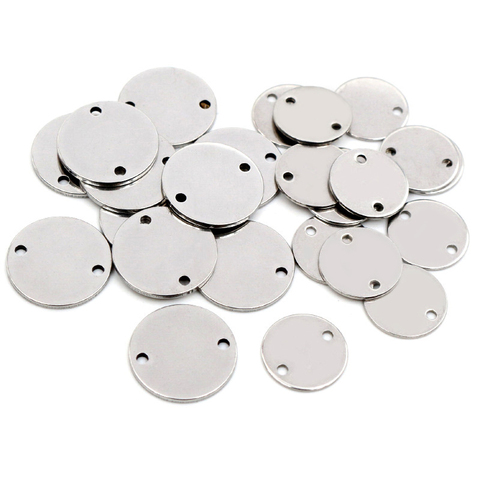 15pc/lot 12mm 15mm No Fade Charms 316 Stainless Steel Round Charms for necklace pendant charms diy jewelry making ► Photo 1/3