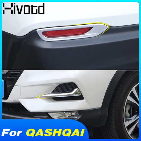 Hivotd For Nissan qashqai j11 Dualis 2022 Car Front Rear Fog Light Eyebrow Cover frame trim ABS Chrome Exterior Accessories ► Photo 1/6