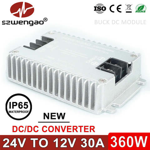 szwengao DC 24V to 12V 20A 25A 30A Step Down Power Converter 24 Volt Buck to 12 Volt Voltage Regulator for Cars Buses Boats ► Photo 1/6