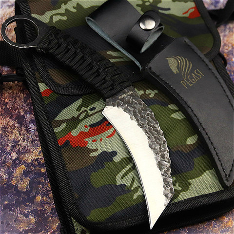 PEGASI  Hand forged 9Cr18 black claw blade sharp outdoor claw knife tactical claw knife + black leather cover ► Photo 1/6