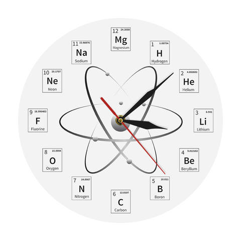 Chemical Element Periodic Wall Clock Chemistry Classroom Wall Art Chemical Symbols Modern Minimalism Wall Watch Gift For Teacher ► Photo 1/6