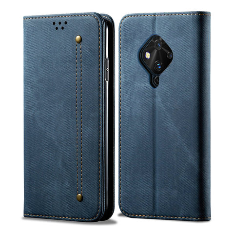 For Vivo V17 Neo V 17 Pro Wallet Case Luxury Solid Leather Cloth Denim Flip Cover Funda VIVO V17 Case Vivo S1 Pro 1S 17V Fundas ► Photo 1/6