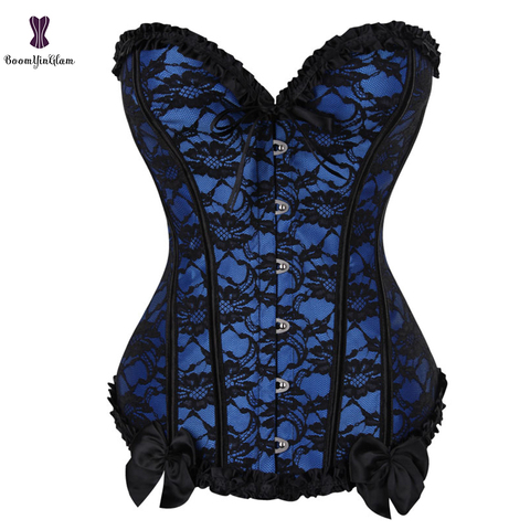 Sexy Corset Overbust Women Corsets Elastic Boned Gothic Bustier Lace Overlay Cosplay Korset Outfit Plus Size 6XL Gorset Corselet ► Photo 1/6