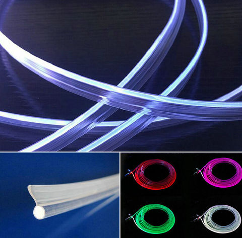 5M(L) soft Dia.2mm clear T-type Skirt Side Glow Fiber Optic Cable light Car Decor w/side ribbon Interior PMMA for mounting RGB ► Photo 1/6
