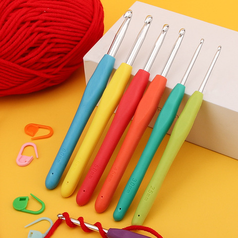 8PCs Mixed Metal Hook Crochet Template Kit TPR Aluminum Knitting Needles for Loom Tool Band DIY Crafts Colorful Sewing Needles ► Photo 1/6