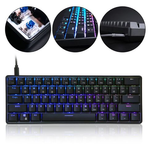 GK61 61 Key Mechanical Keyboard USB Wired LED Backlit Axis Gaming Mechanical Keyboard For Desktop Drop Shipping ► Photo 1/6