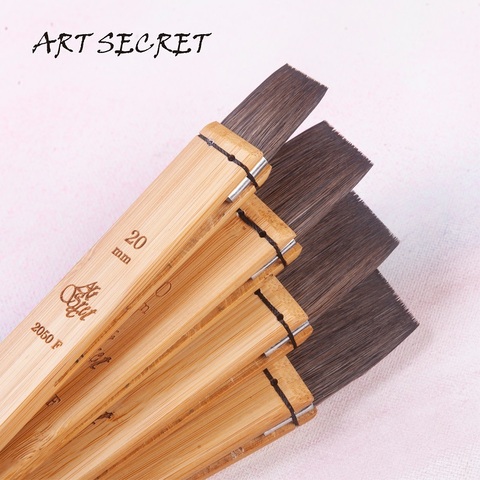 New Style Hake Brush Flat Watercolor Brush Pro Artist Brush Gouache painting  High Quality Pony mixed Ox Ear Hair Bamboo Handle ► Photo 1/6