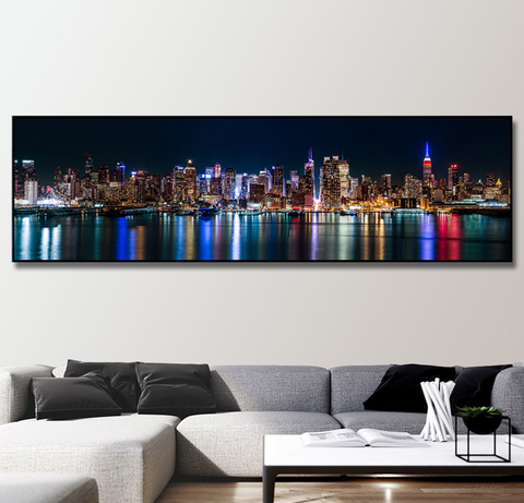 Modern Skyscrapers New York City Night Landscape Wall Poster And Prints Canvas Art Painting Picture For Living Room Decoration ► Photo 1/6