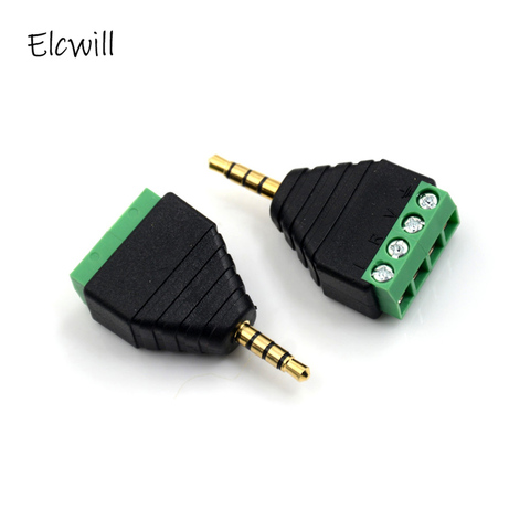 1/2/5Pcs Video AV Balun 3.5mm 4 Pole Stereo Male To AV Screw Terminal Jack 4 Pin Terminal Block Plug Connector DIY Accessories ► Photo 1/6