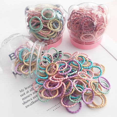 50/100 Pcs/Box New Children Cute Colors Soft Elastic Hair Bands Baby Girls Lovely Scrunchies Rubber Bands Kids Hair Accessories ► Photo 1/6