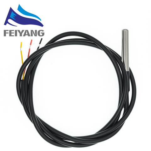 10PCS Waterproof 18B20 temperature probe temperature sensor Stainless steel package -100cm wire (DS18B20) ► Photo 1/1