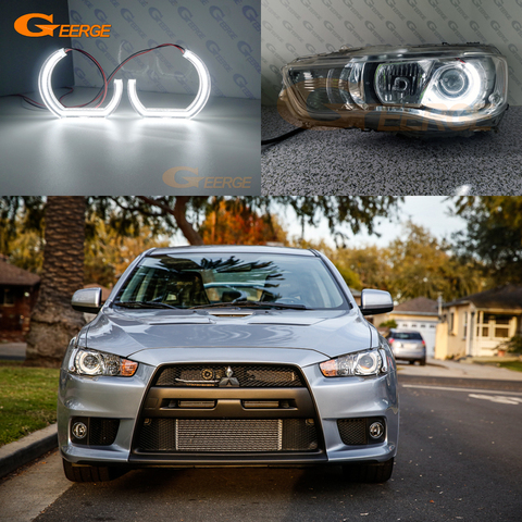 For Mitsubishi lancer 10 X EVO 2008-2015 xenon headlight Excellent DTM Style Ultra bright led Angel Eyes halo rings Car styling ► Photo 1/6