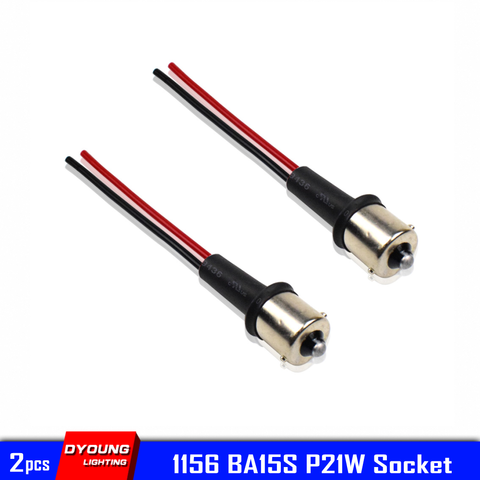 Dyoung 2pcs 1156 BA15S 7506 P21W 2056 plug metal base bulb socket lamp holder auto parts male to bus connector copper core wire ► Photo 1/6