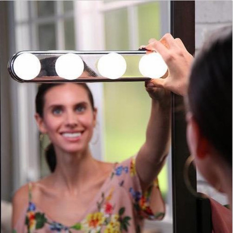 4 Bulb  Led Makeup Mirror Light Suction Cup Installation Dressing Table Vanity Light Bathroom Wall Lamp Battery Powered ► Photo 1/5