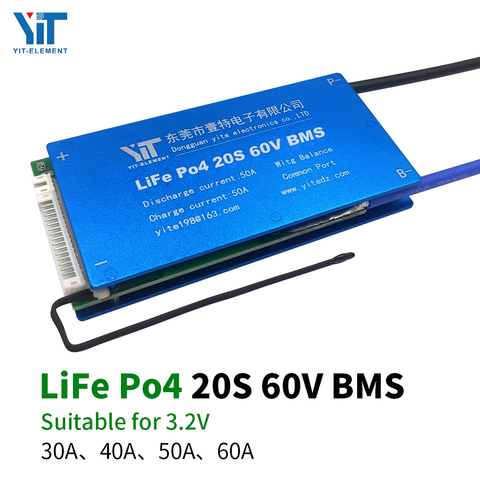 20S 60V Lithium battery 3.2V power protection board temperature protection equalization function overcurrent protection BMS PCB ► Photo 1/6