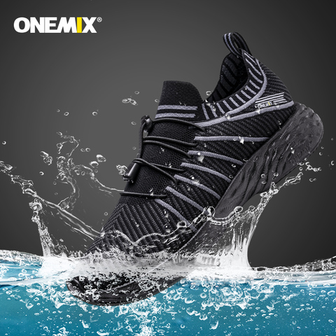 ONEMIX 2022 New Black Running Shoes for Men Waterproof Breathable Training Sneakers Male Outdoor Anti-Slip Trekking Sports Shoes ► Photo 1/6