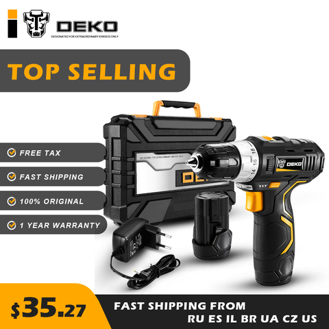 DEKO GCD12DU3 12V MAX Cordless Drill Electric Screwdriver Engraver Mini Power Driver Lithium-Ion  LED Light Free Tax Home DIY ► Photo 1/6