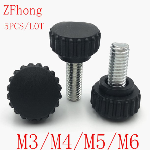 5pcs/lot  m3 m4 m5 m6 knurled Nylon Round Plastic Head Handle Thumb Screw Bakelite Bolt Black Bakelite hand screw ► Photo 1/1