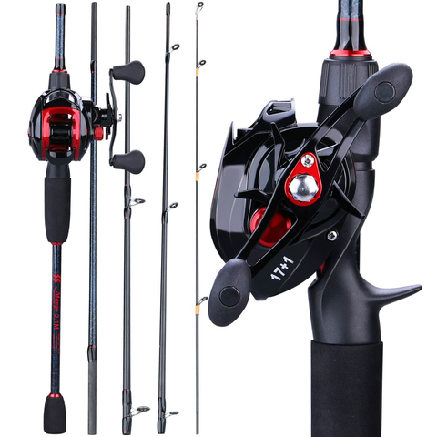 Sougayilang 1.8-2.4m Fishing Combo Portable 5 Sections  Casting Fishing Rods and 17+1BB Baitcasting Reels Set ► Photo 1/6