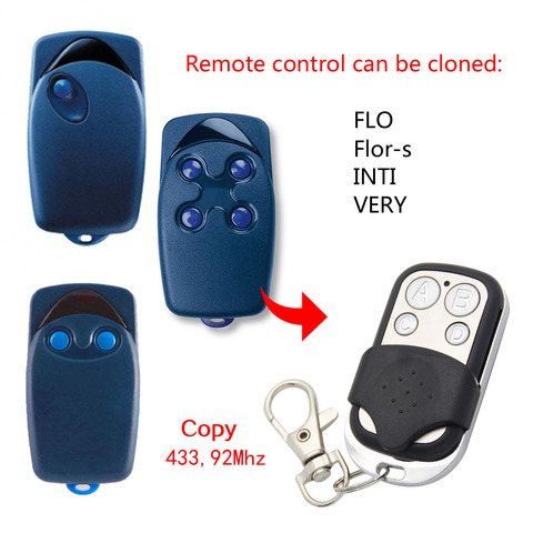 FLO 1 FLO 2 FLO 3 Flor-s INTI VERY Universal Remote Control Transmitter Garage Door Gate Fob 433.92mhz fixed code ► Photo 1/5