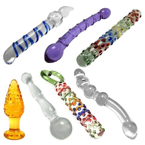 9 Styles Red Rose Backyard Glass Dildo Stimulation Backyard Plug Sex Toys for Women Man ► Photo 1/6