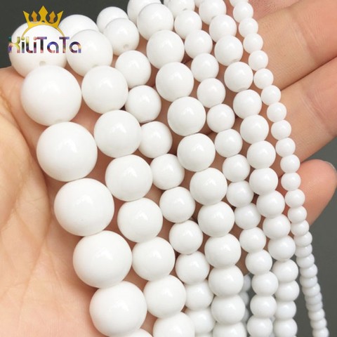 Natural Beads White Tridacna Stone Round Loose Beads For Jewelry Making DIY Bracelet Earrings Accessories 15'' 4/6/8/10/12mm ► Photo 1/6