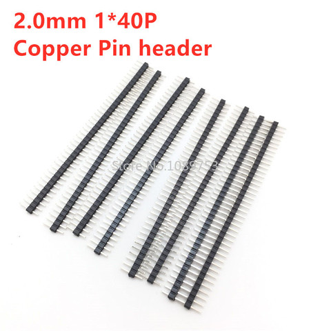 10PCS/Lot 2.0mm 40 Pin Male Single Row Pin Header Strip 1*40P 2mm Male Pin Header Connector Copper ► Photo 1/3